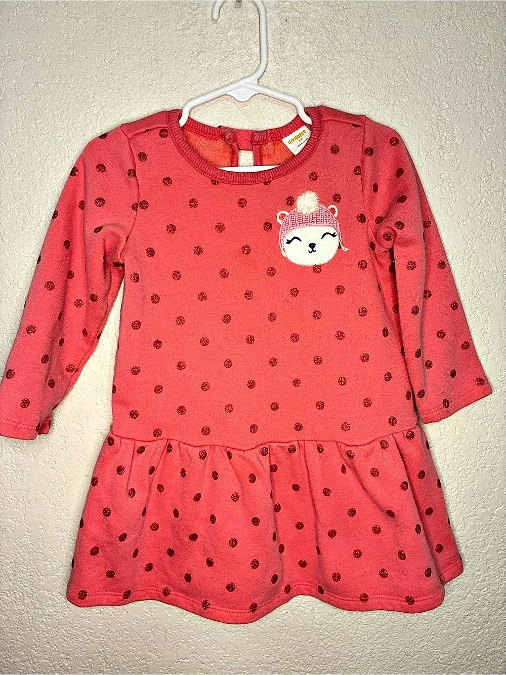 Gymboree Girls Pink Polka Dot Cat Dress
